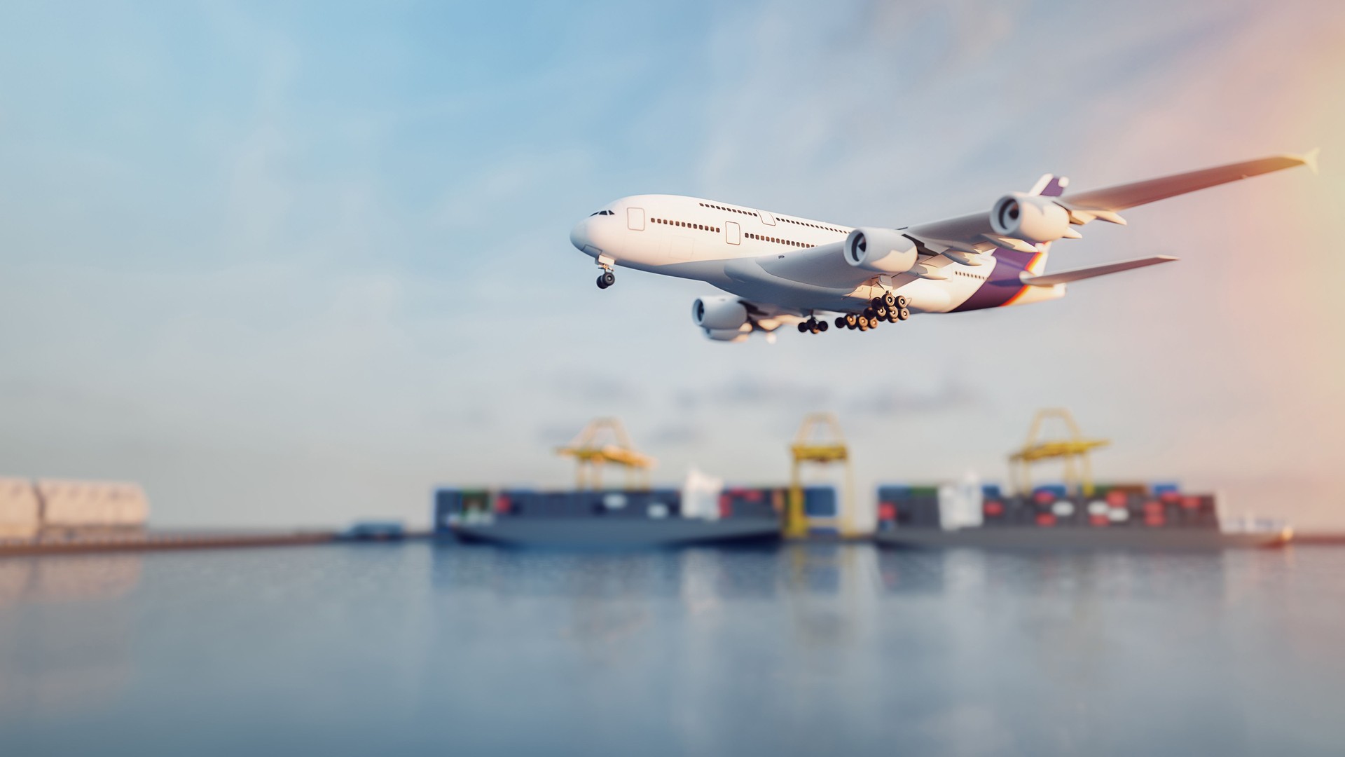 Plane trucks are flying towards the destination with the brightest.